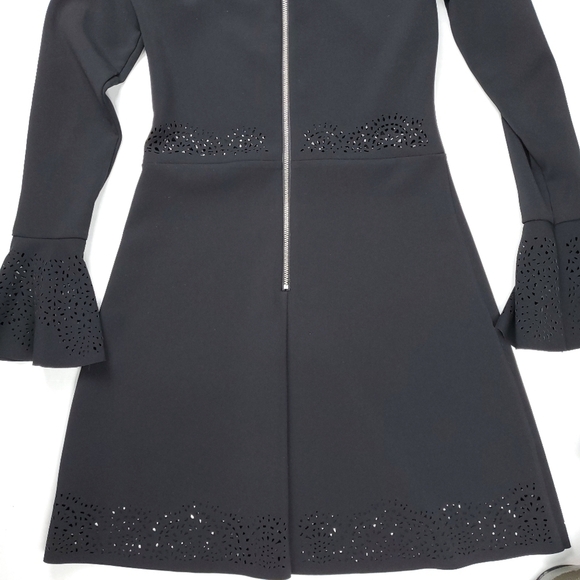 New Parker Black Embroidered Eyelet Bell Sleeve Dress Size Xs - Picture 8 of 14